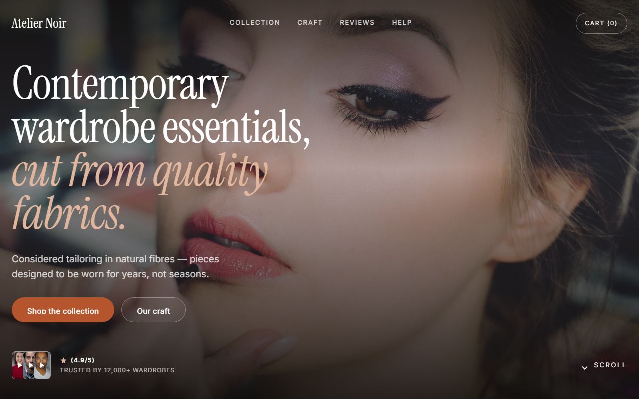 Contemporary fashion store homepage